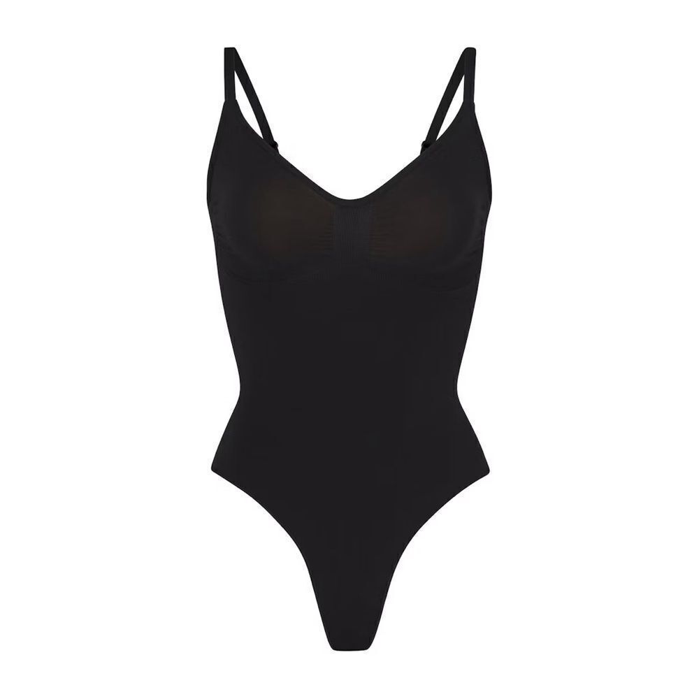Skims Seamless Sculpt Onyx Thong Bodysuit